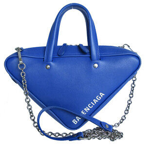 Balenciaga Triangle Duffle XS Leather Shoulder Bag Blue